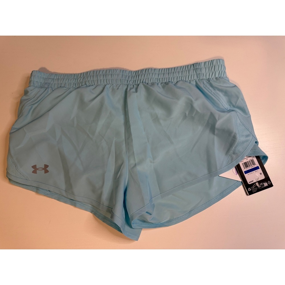 Under Armour Girls Fly By 3" Running Shorts Light Blue YXL 1383257-494 NWT